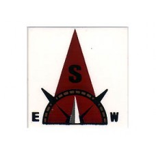 Part 3068bpb0355 White Tile 2 x 2 with Compass South 'S' in Dark Red Pointer Pattern 